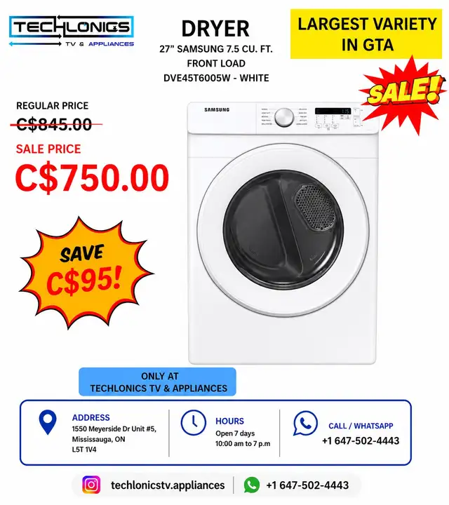 Samsung 7.5 Cu. Ft. Front Load Dryer