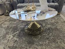 Modern Marble Coffee Table with Gold Base - Photo 2