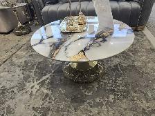 Modern Marble Coffee Table with Gold Base - Photo 3