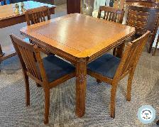 Vintage Oak Draw Leaf Table with 4 Chairs at Charmaines