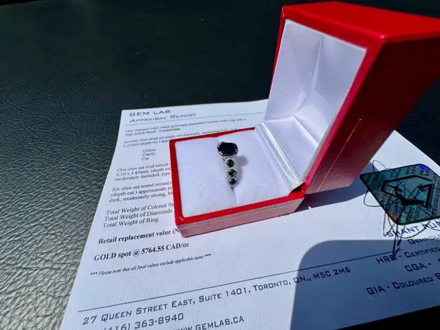 #902 - 14kt White Gold Sapphire & Diamond Ring, Size 6
