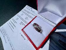 #878 - 14kt White Gold, Purple & White Diamond Band, Size 7 - Photo 2
