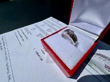 #878 - 14kt White Gold, Purple & White Diamond Band, Size 7 - Photo 3