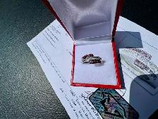 #878 - 14kt White Gold, Purple & White Diamond Band, Size 7 - Photo 4