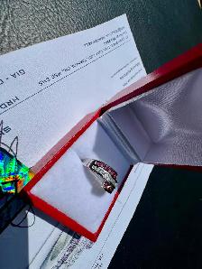#878 - 14kt White Gold, Purple & White Diamond Band, Size 7 - Photo 5