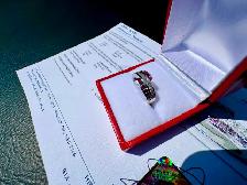 #878 - 14kt White Gold, Purple & White Diamond Band, Size 7 - Photo 6