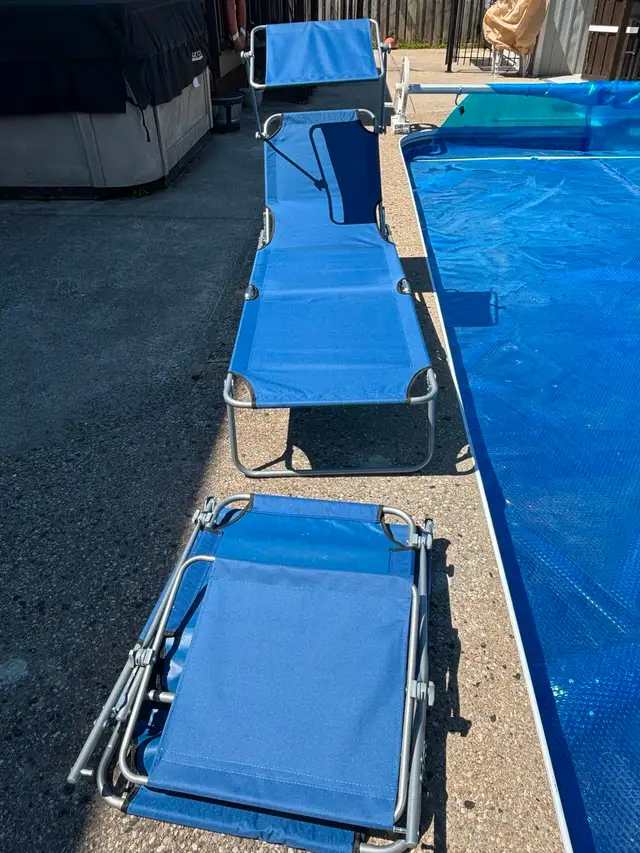 $60 for 2 Adjustable Lounge Chairs -  Folding - with Sun Shade