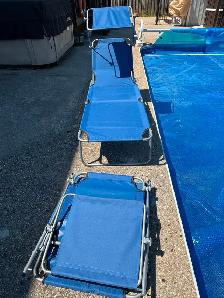 $60 for 2 Adjustable Lounge Chairs -  Folding - with Sun Shade