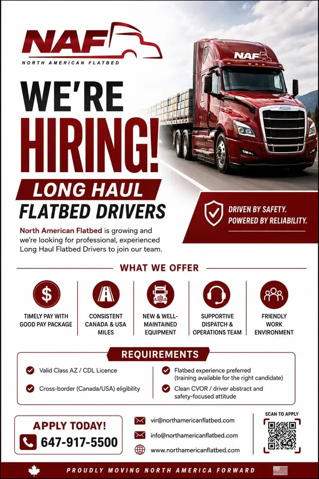 Hiring AZ Drivers Rolltite/Flatbed Canada-USA Solo/Teams