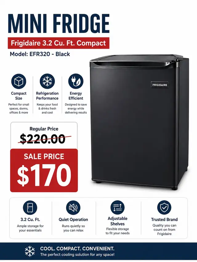 Frigidaire 3.2 Cu. Ft. Compact Mini Fridge
