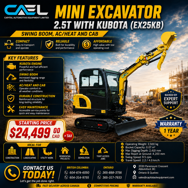 NEW CAEL  Excavator 2.5 Ton Kubota Engine certified &Warranty