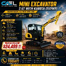 NEW CAEL  Excavator 2.5 Ton Kubota Engine certified &Warranty
