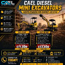 NEW CAEL Diesel Mini Excavators 1.3T/1.5T– Kubota certified warr - Photo 3