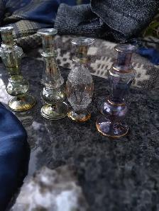 Set of Unique Vintage Hand Blown Glass Egyptian Perfume Bottles
