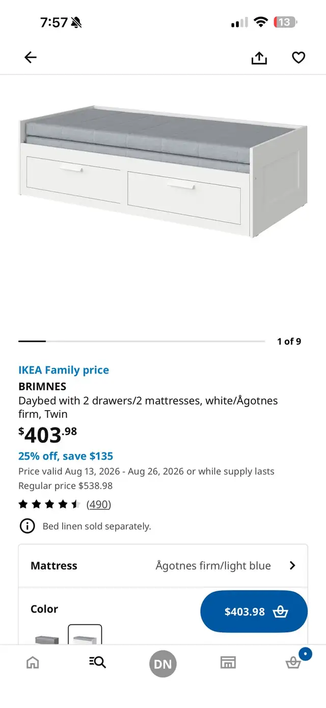Ikea Brimnes Daybed with Storage (Twin to King bed)
