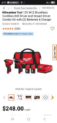 Milwaukee Tool 12V M12 Brushless Cordless Drill Driver Tool Kit