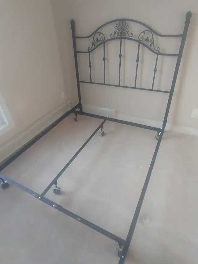 Decorative steel headboard and bed frame