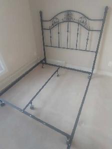 Decorative steel headboard and bed frame