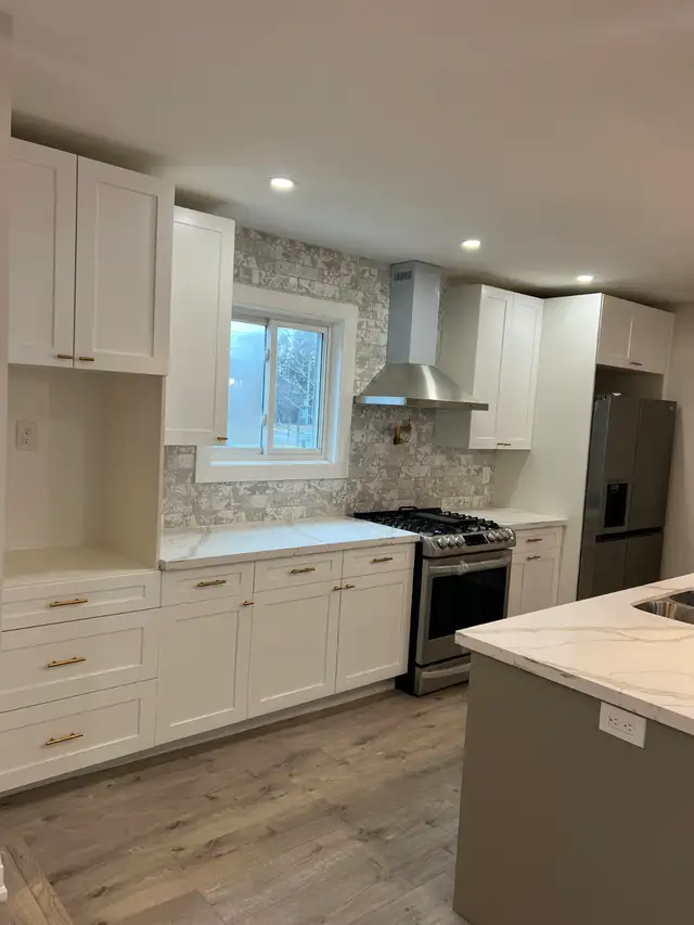 Kitchen cabinets and tile setter