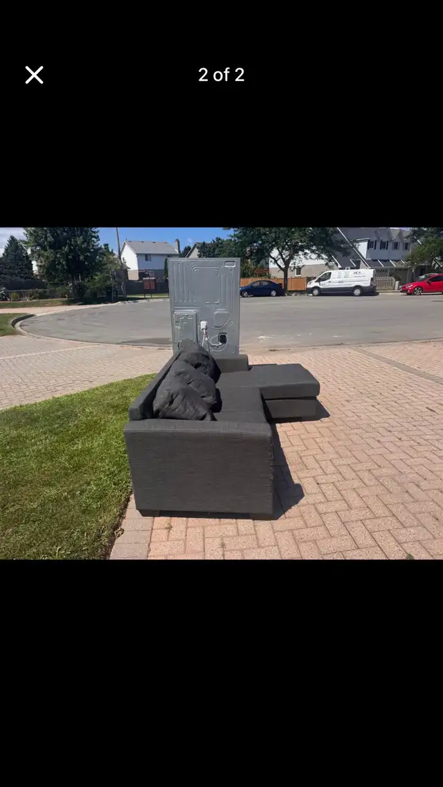 Grey small sectional couch