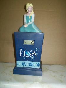 DISNEY FROZEN ELSA COIN BANK-KEEPS COUNT-USED- $20