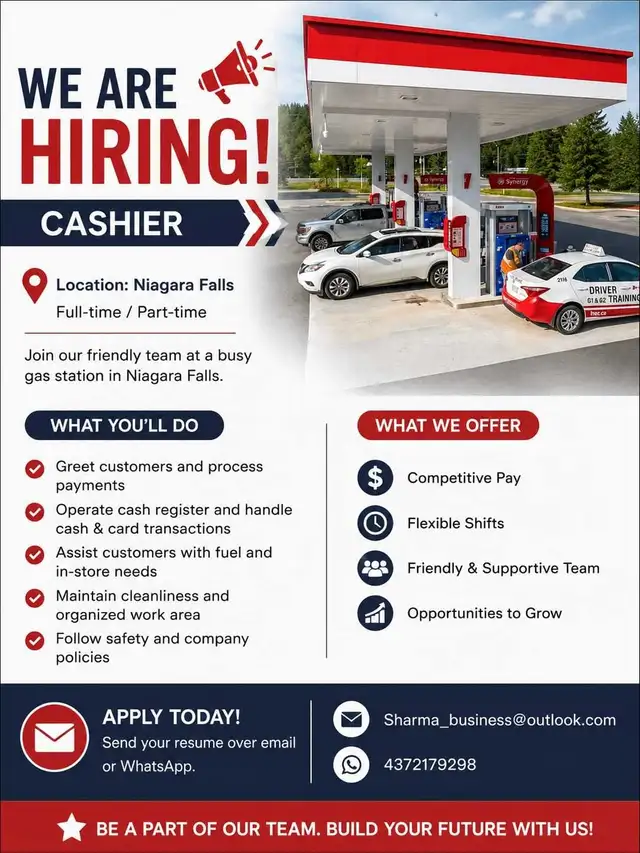 Hiring Gas Station Cashier / Store Associate – Full-Time & P