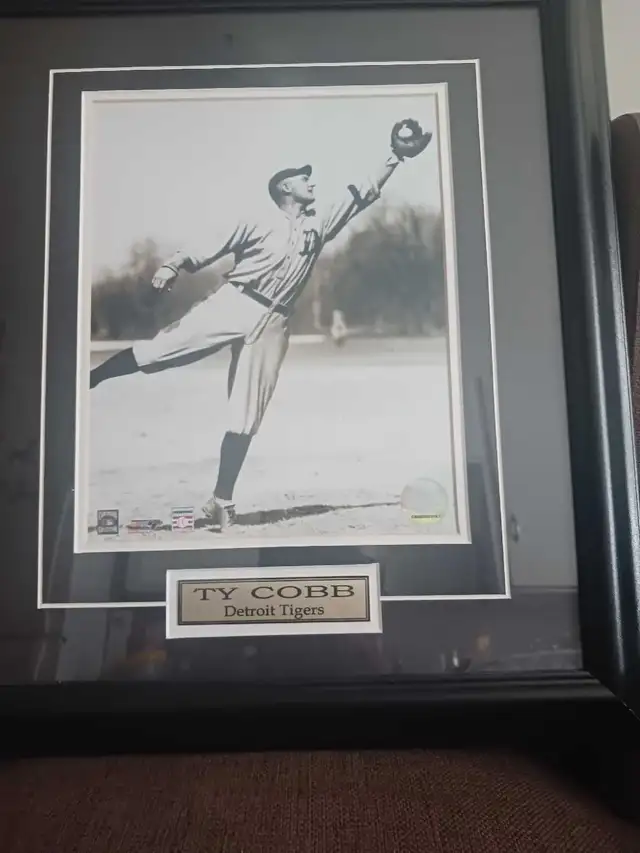 Framed Ty Cobb photohraph
