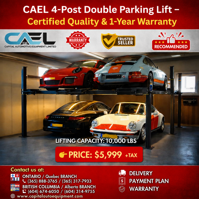 New CAEL 4-Post Double Parking Storage Lift  – Certified &Warran