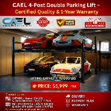 New CAEL 4-Post Double Parking Storage Lift  – Certified &Warran