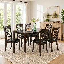 Brand New 7-Piece Wooden Dining Set In Espresso Finish Big Sale