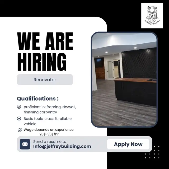 HIRING – RENOVATOR / CARPENTER