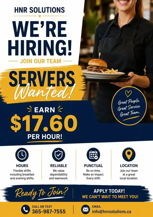 Hiring! Server for Hotel