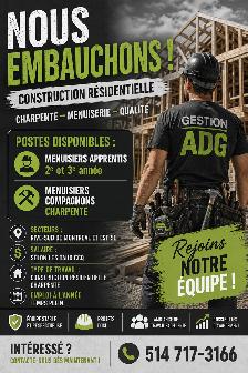Offre d'emploi : Menuisier chez Gestion ADG