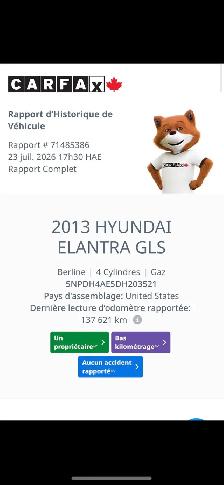 133000 KM Hyundai Elantra GL auto 1 seul proprio  jamais acciden