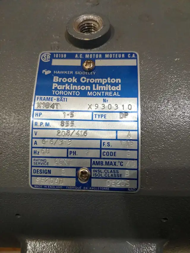 1.5 hp 3 phase motor