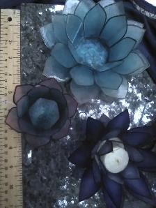Blue Oyster Shell Capiz Lotus Candle Holder Trio - Photo 2