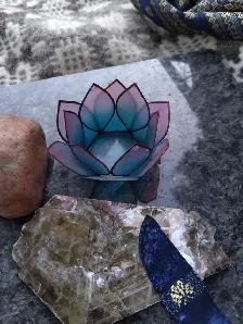 Blue Oyster Shell Capiz Lotus Candle Holder Trio - Photo 3