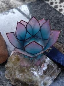 Blue Oyster Shell Capiz Lotus Candle Holder Trio - Photo 5