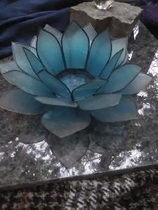 Blue Oyster Shell Capiz Lotus Candle Holder Trio - Photo 6