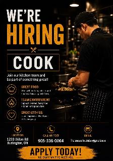 HIRING COOK IMMEDIATELY