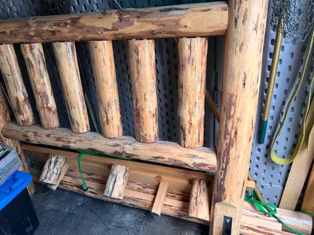 New homemade queen size log bed frame