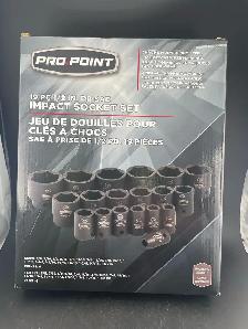 Pro Point 19 Piece 1/2" SAE Impact Drive Socket  Set NEW