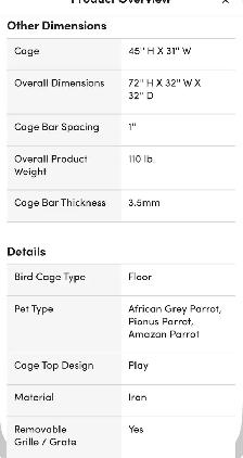 Large corner parrot cage-NEW in box - Photo 4