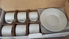 SETNEUF ÉLICA HOMETENDANCES PORCELAINE 6TASSES 6 SOUCOUPES$15.00