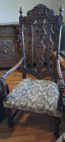 Two oak thrown chairs antique - Photo 3