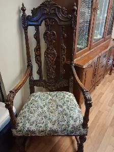 Two oak thrown chairs antique - Photo 4