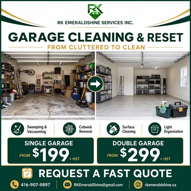 Garage Cleaning & Organization | From $199 |  GTA