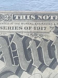 1917 U.S large red note $2.00 banknote VHTF bill