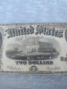 1917 U.S large red note $2.00 banknote VHTF bill - Photo 4