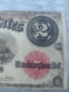 1917 U.S large red note $2.00 banknote VHTF bill - Photo 5